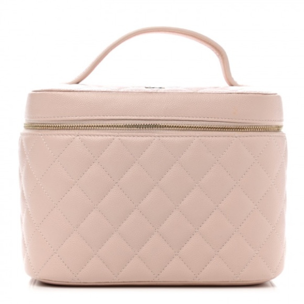 Caviar Quilted Large Vanity Pouch Light Pink